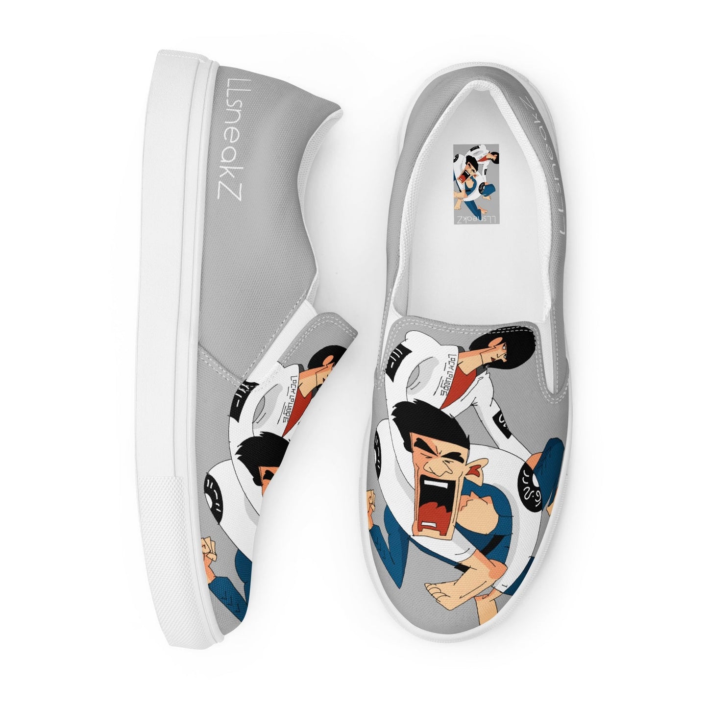 Bow and arrowjitsu Silver Men’s slip-on canvas shoes
