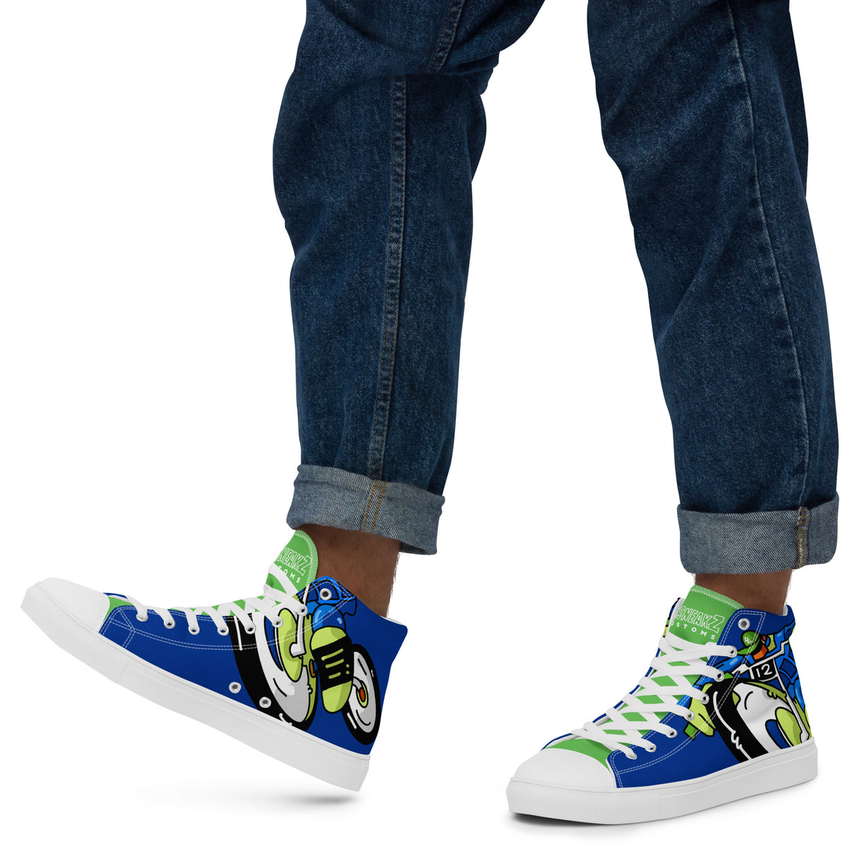 Custom Singletrack Lime Men’s high top canvas shoes