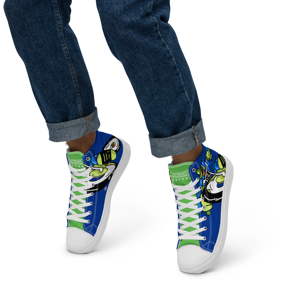 Custom Singletrack Lime Men’s high top canvas shoes