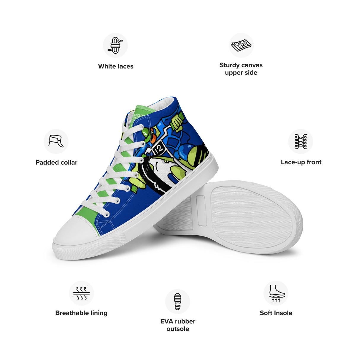 Custom Singletrack Lime Men’s high top canvas shoes