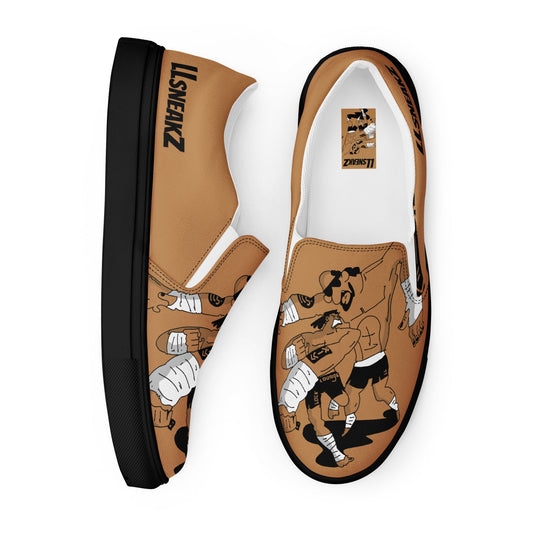 The Final Boss Muay Thai Brown Men’s slip-on canvas shoes
